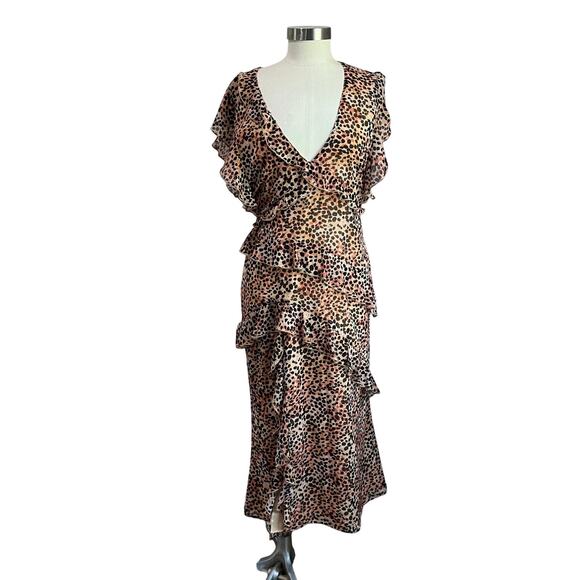 Majorelle Jasmina Leopard Midi Dress Size Large - Picture 2 of 11